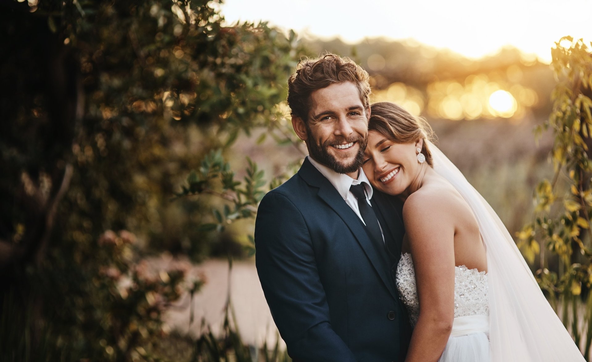 Shot of a happy young couple standing together on their wedding day