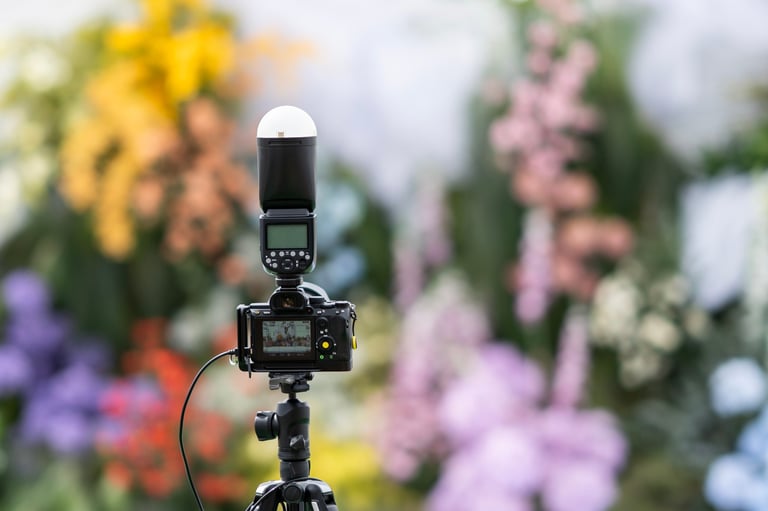 Professional camera equipment prepared by a wedding photographer before documenting a wedding ceremony in Tanzania