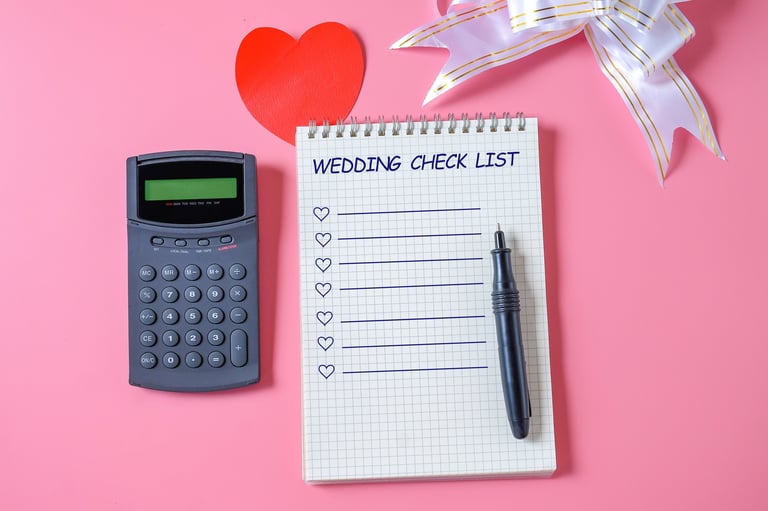 Wedding checklist and planner laid out with stationery — free wedding checklist tool for Tanzanian couples