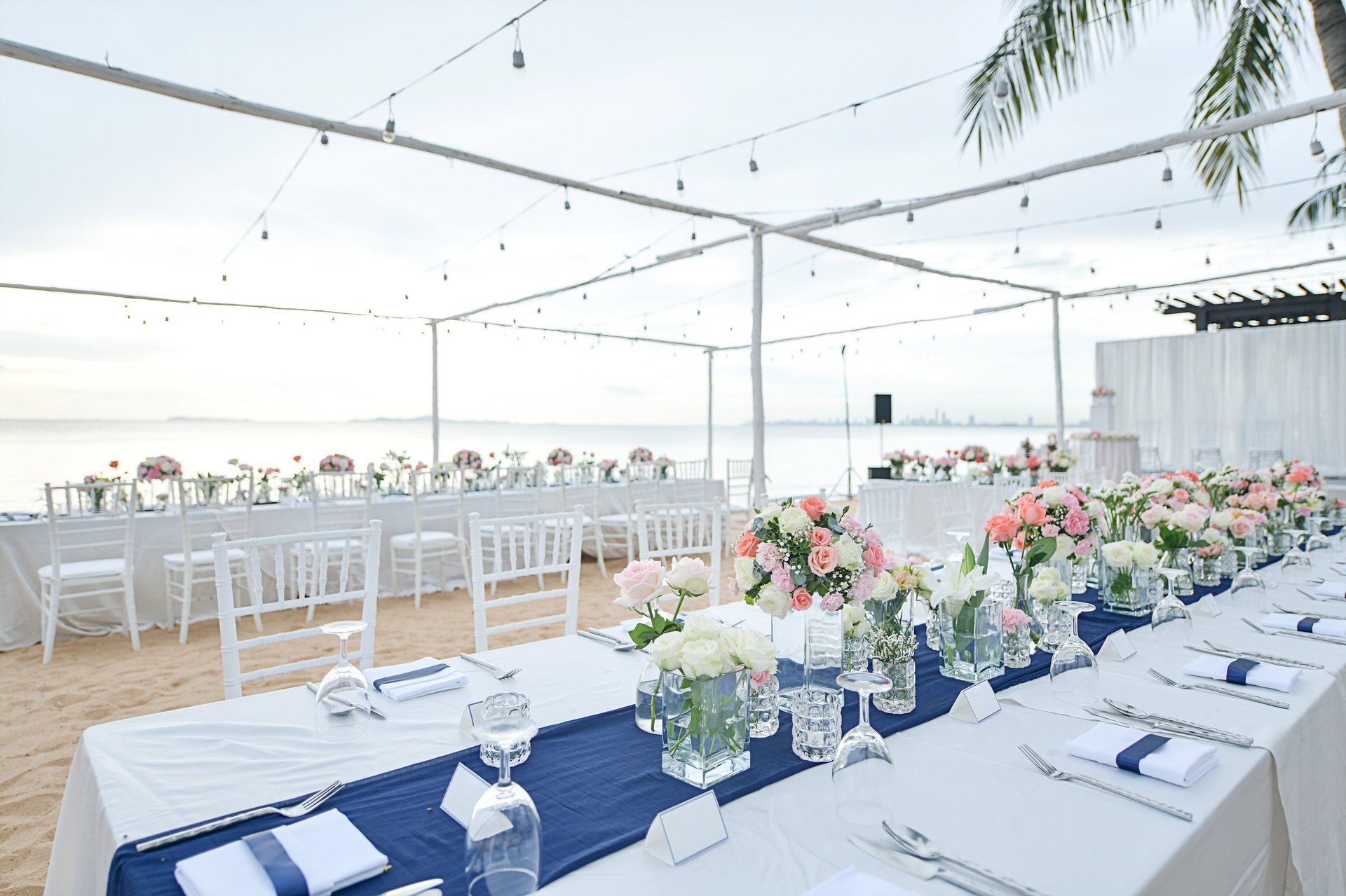 Beach Wedding Ceremony on the beach, selective and soft focus