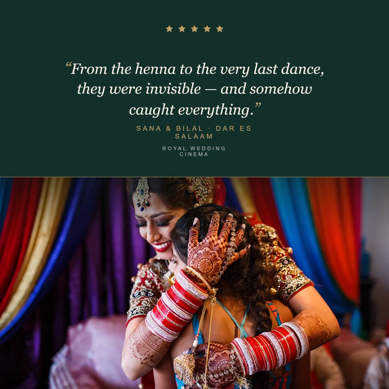Bride in ornate gold beaded outfit and henna displaying decorated hands with bangles — luxury Zanzibar wedding photography detail by Royal Wedding Cinema Tanzania